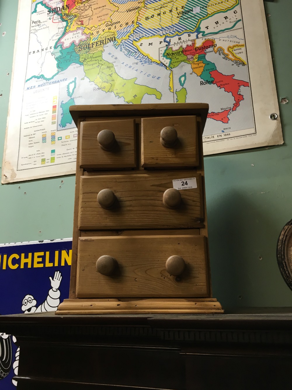 Miniature pine spice chest.