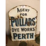 Original AGENTS FOR PULLARS CLEANERS AND DYERS double sided enamel sign. { 48cm H X 35cm W ].