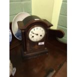 Edwardian inlaid mahogany mantle clock.