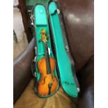 Violin in a case.