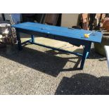 Large painted pine table. { 246cm L X 83cm W }.