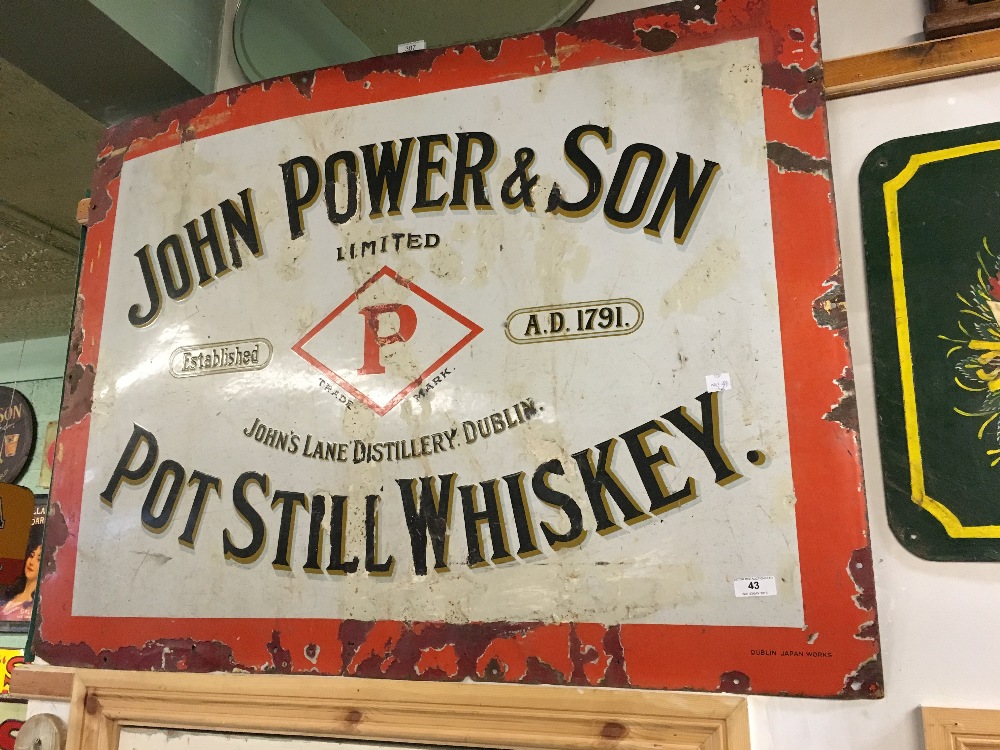 JOHN POWER & SON POT STILL WHISKEY enamel sign.