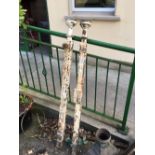 Pair of 19th. C. cst iron gate posts. { 128cm H }.