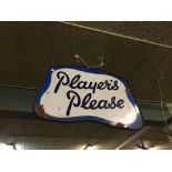 PLAYERS PLEASE double sided enamel sign.