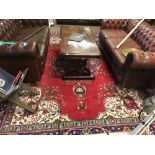 Antique Persian carpet Hand knotted 100% wool on cotton base deep red with central medallion. .