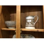 19th. C. transfer patterned jug and bowl.