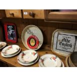 Collection of 3 advertising trays and a Guinness ashtray