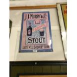 J.J.MURPHY FAMOUS STOUT tinplate advertising sign.