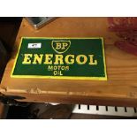 Cast iron BP ENERGOL Motor Oil advertising sign.