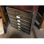 1930's desk filing cabinet with six drawers.