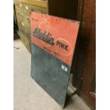 Original ALLADIN PINK PARAFFIN price board.