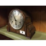 Art Deco oak mantle clock James White Newtownards.