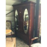 Edwardian mahogany two draw wardrobe.