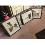 Five framed Victorian black and white prints.