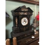 C19th. marble and slate mantle clock.