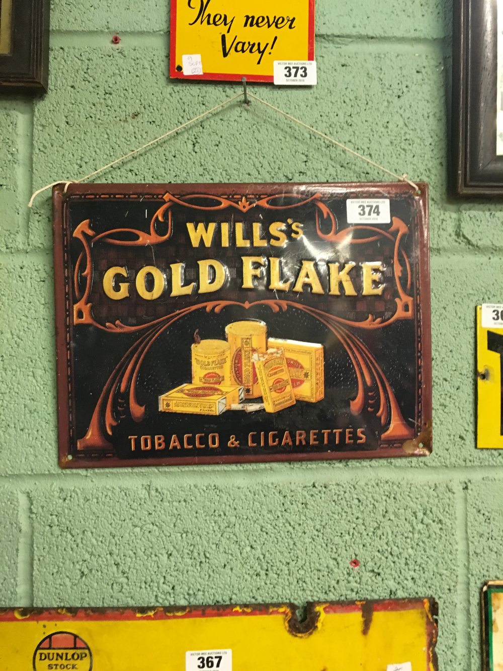 Tin plate WILLS GOLD FLAKE advertising sign.
