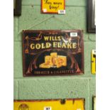 Tin plate WILLS GOLD FLAKE advertising sign.