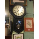 1890's Ebonised Regulator wall clock.