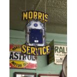 Rare 1920's double sided MORRIS SERVICE sign in the form of a radiator.