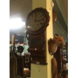 C19th. Inlaid walnut triple scrolled wall clock.