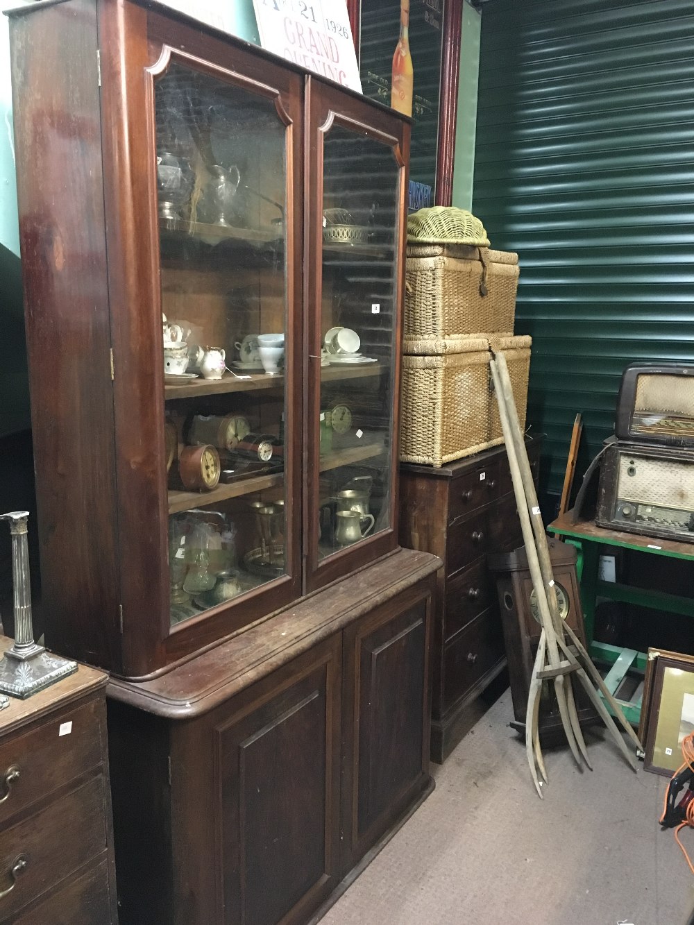 C19th. mahogany library bookcase with two glazed doors over two panelled doors.