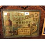 Original tin plate CORK DISTILLERS whiskey advertisement.