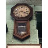 C19th oak drop dial regulator clock.