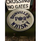 Original DUNVILLE'S Whiskey enamel advertising tray.