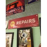 Original 1950's SHELL REPAIRS tin plate sign.