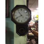 C19th mahogany drop dial wall clock.