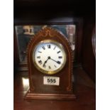 Edwardian inlaid mahogany mantle clock.