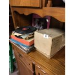 Collection of 78's and box of religious singles.