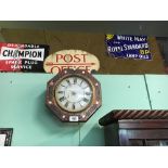 C19th. Wag o' wall clock inlaid with mother of pearl.