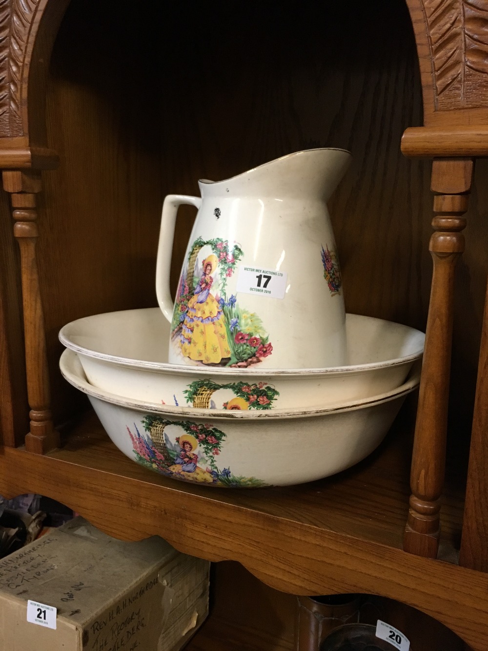 Two Arklow pottery floral basins and a jug.