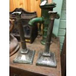 Pair of silver plate candlesticks.