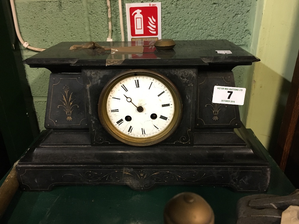 Victorian slate and marble mantle clock.