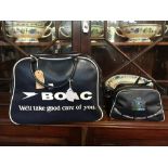 Two BOAC travel bags.