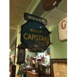 Double sided metal WILLS CAPSTAN wall sign.