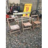 Three 1960's beech deckchairs.