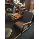 Pair fireside chairs ( blue stripe ).