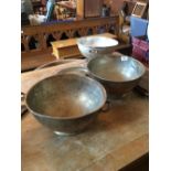 Three silver plated bowls and tray.