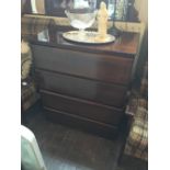 Four drawer mahogany chest of drawers.