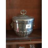 Silver plated ice bucket and lid.