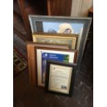 Lot of gilt and other framed pictures.