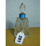 Silver and blue guillioche enamel collared scent bottle (Stopper A/F)