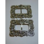 PAIR OF QUALITY BRIGHT STEEL ACANTHUS SHOE BUCKLES