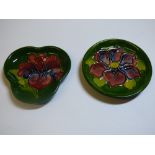 MOORCROFT TREFOIL AND CIRCULAR PIN DISHES