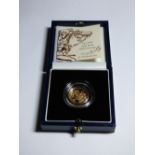 BRITISH ROYAL MINT 1999 GOLD PROOF HALF SOVEREIGN IN CASE WITH CERTIFICATE OF AUTHENTICITY