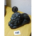 19TH CENTURY RECUMBENT STONE PAPERWEIGHT AND GRAND TOUR TYPE INTAGLIO SEAL