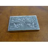 CAMBODIAN SILVER RECTANGULAR CIGARETTE CASE WITH REPOUSSEE SCENE ON LID OF ANGKOR WAT